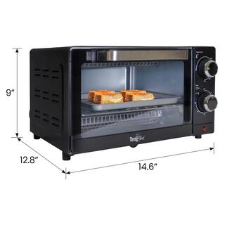 Total Chef 4-Slice Toaster Oven 1000W Black Compact Design with Baking Pan and Toasting Rack TCTO09