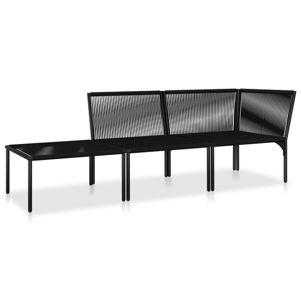 3 Piece Patio Lounge Set with Cushions Black PVC