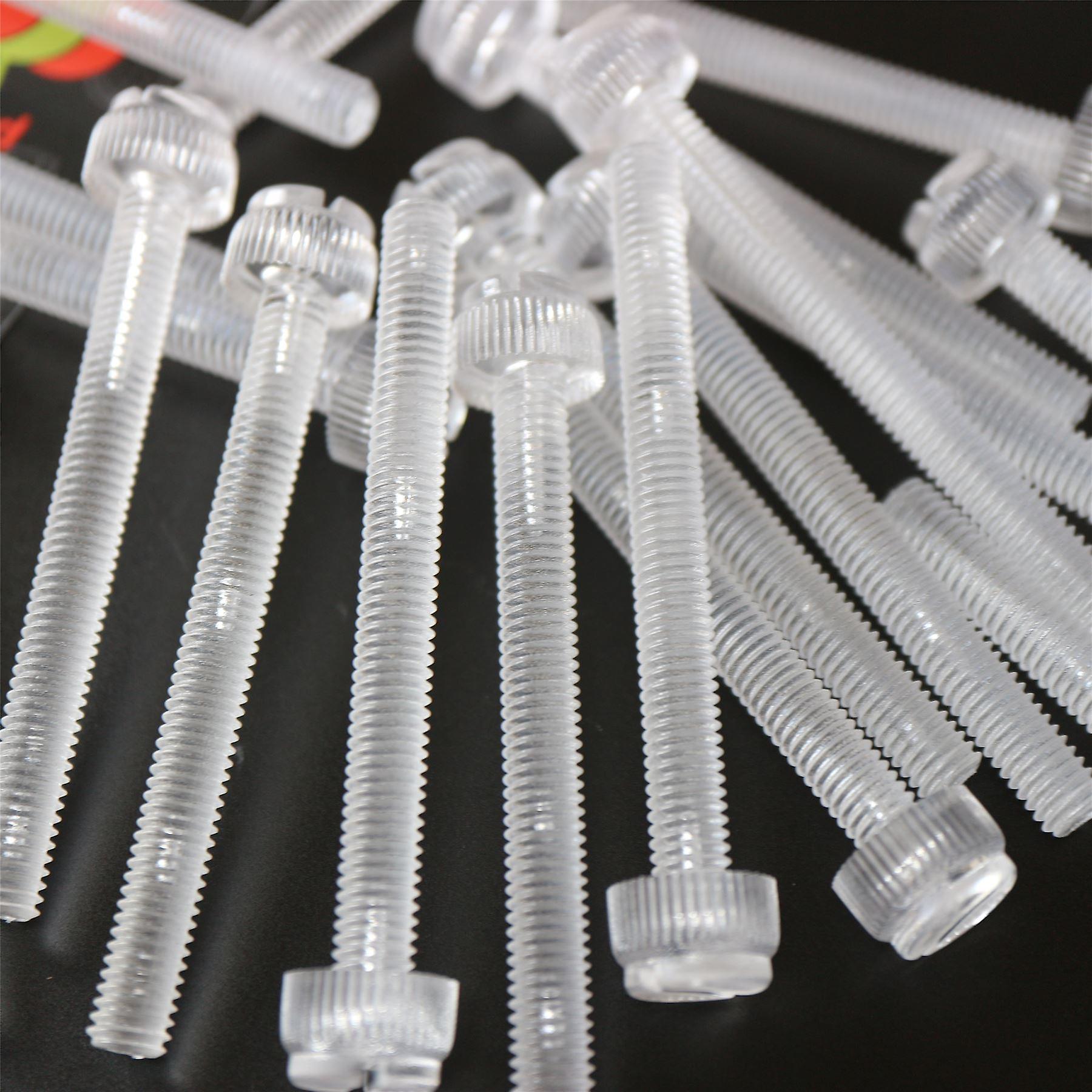 60x Clear Plastic Acrylic Thumbscrews， M6 x 60mm， slotted + knurled