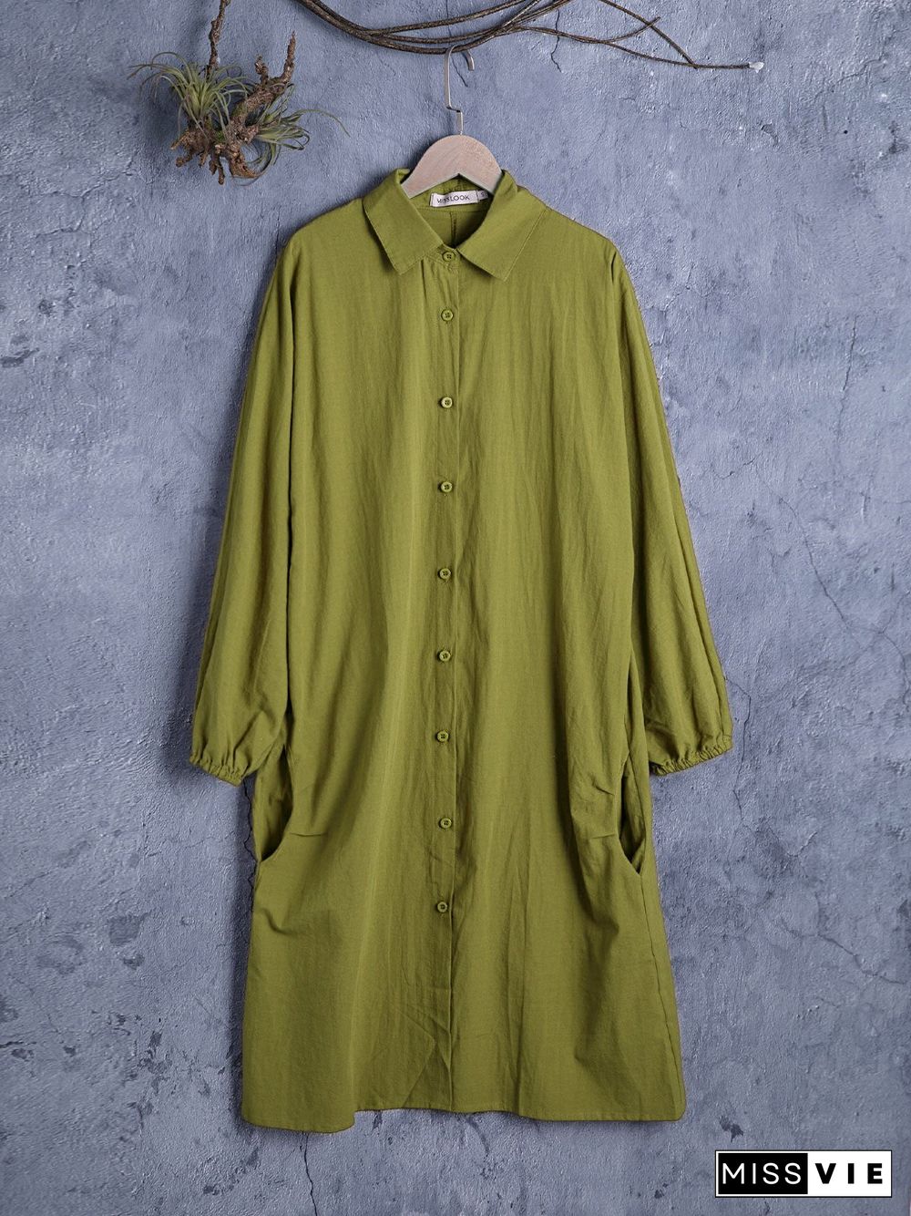 Casual V Neck Linen Casualdress