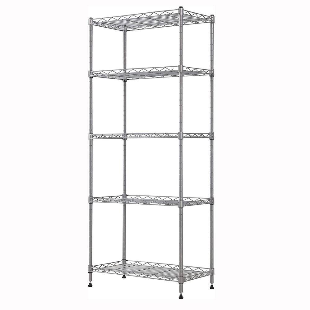 Silver 5-Tier Metal Garage Storage Shelving Unit (21.2 in. W x 53.5 in. H x 11.8 in. D) shelve-590