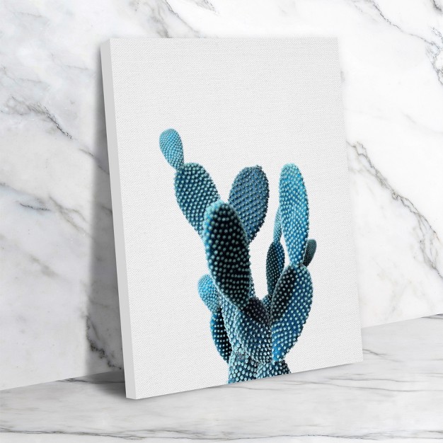 Americanflat Botanical Minimalist Blue Cactus By Nuada Wrapped Canvas