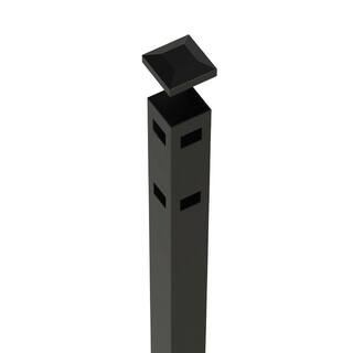 FORGERIGHT Newtown 2 in. x 2 in. x 6 ft. Black Aluminum Fence Corner Post with Flat Cap 862439