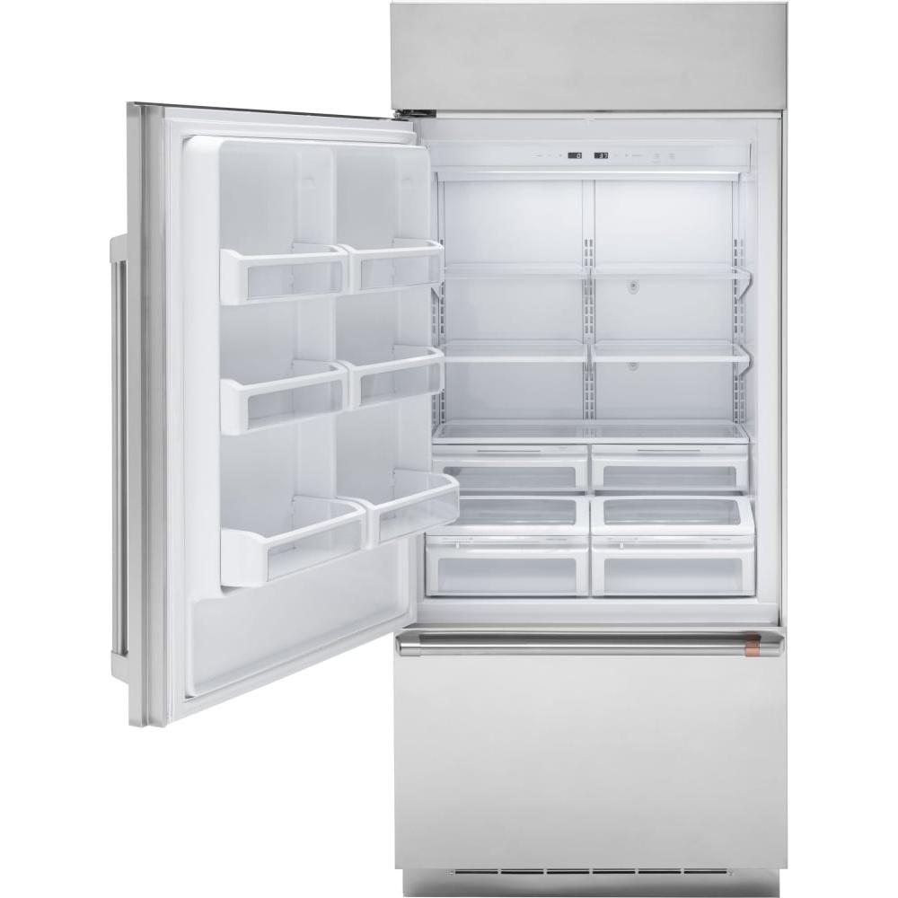 Café 36-inch, 21.3 cu.ft. Built-in Bottom Freezer Refrigerator with Wi-Fi Connect CDB36LP2PS1