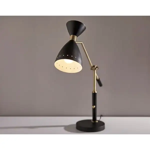 Adesso Black with Antique Brass Adjustable Desk Lamp