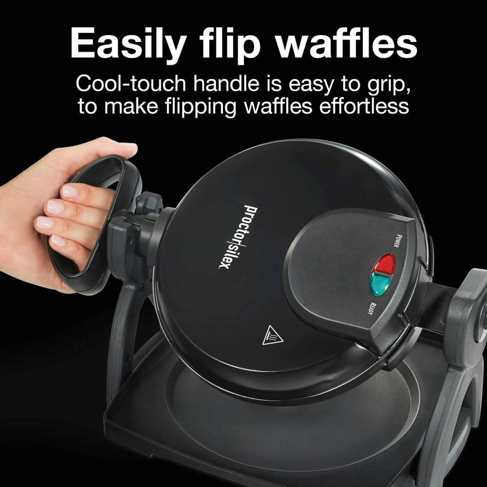 Proctor Silex 800-Watt Single Waffle Black Belgian Flip Waffle Maker 26090PS