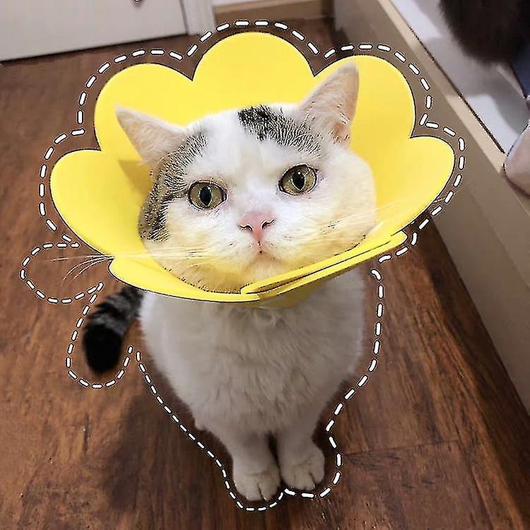 Pet Protective Recovery Collar Adjustable Sunflower Shape Cat Cone Collar， Cute Soft Cone After Surg