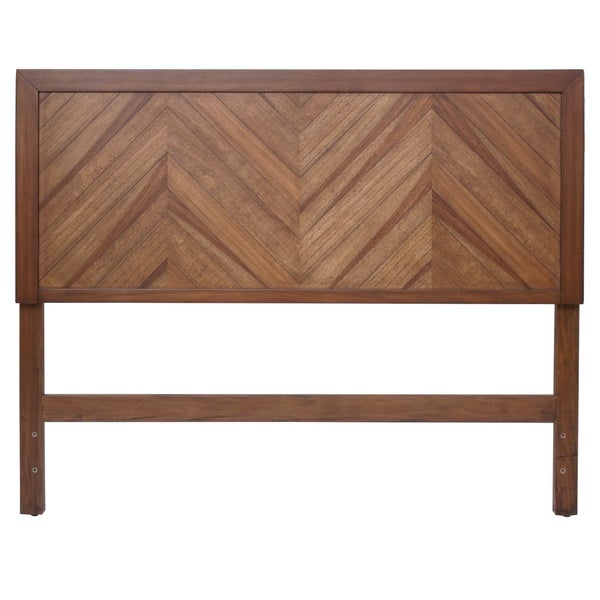 Piero Chevron Brown Wood Queen Headboard - - 27991445