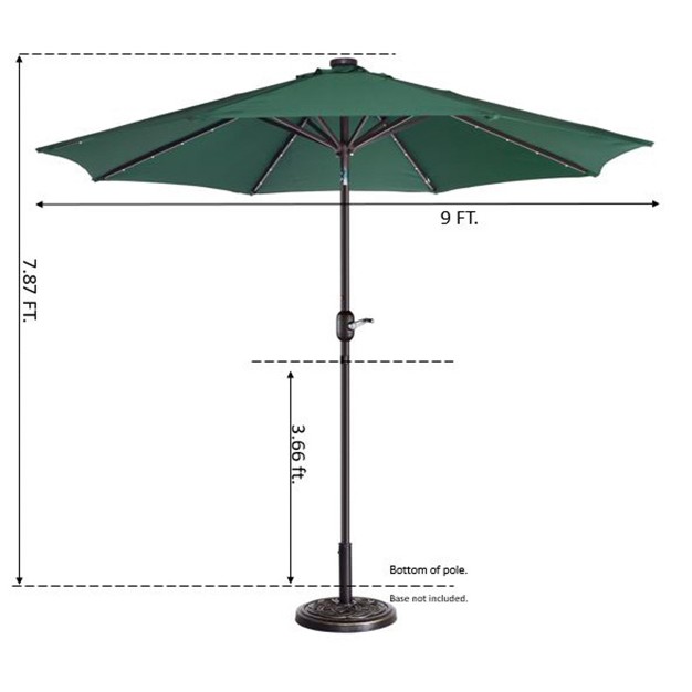 Nature Spring 9 x27 Tilting Freestanding Patio Umbrella With Solar Led Lights Green