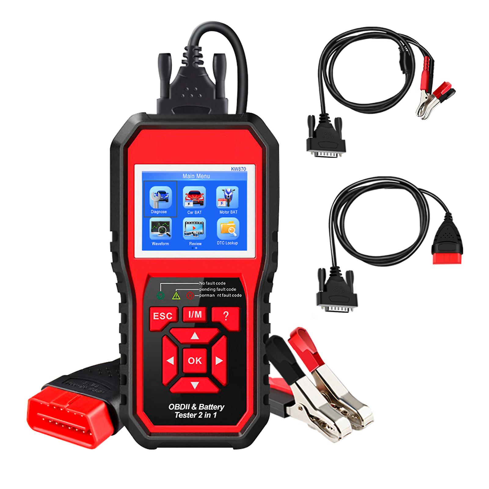 Konnwei Obdii Auto Diagnostic Code Scanner (kw870) Universal Car Battery Tester 2 In 1 Auto Diagnostic Scan Tools