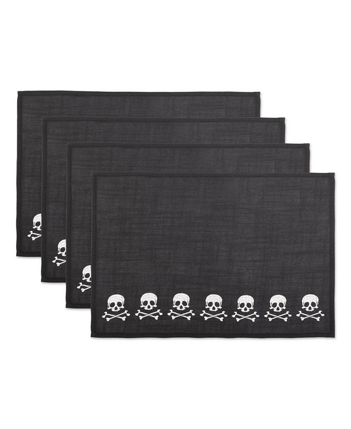 Design Imports Skulls Embroidered Placemat Set