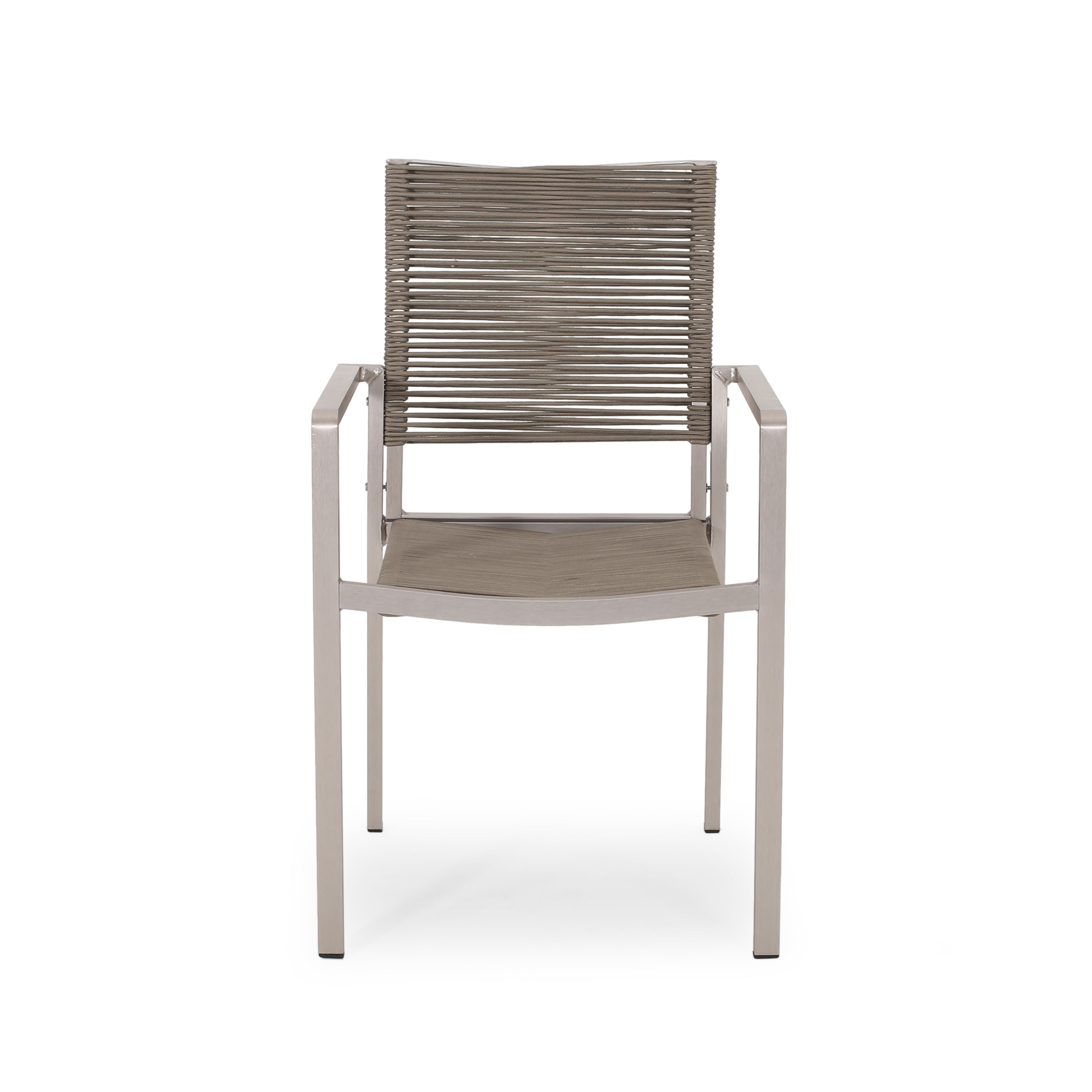 Lillian Outdoor Modern Aluminum Dining Chair with Rope Seat (Set of 2)