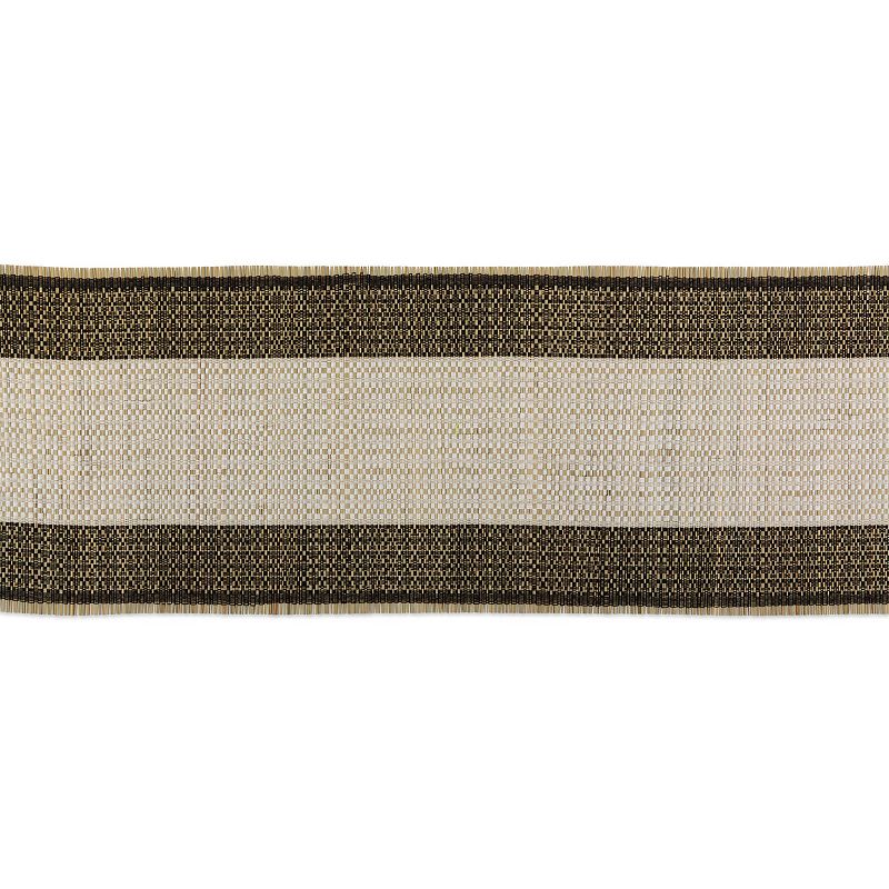 72 Beige and Black Rectangular Straw Table Runner