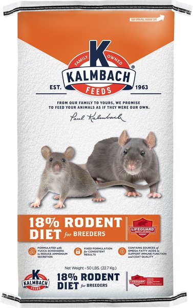 Kalmbach Feeds 18% Rodent Diet Cubes Rats and Mice Food， 50-lbs bag