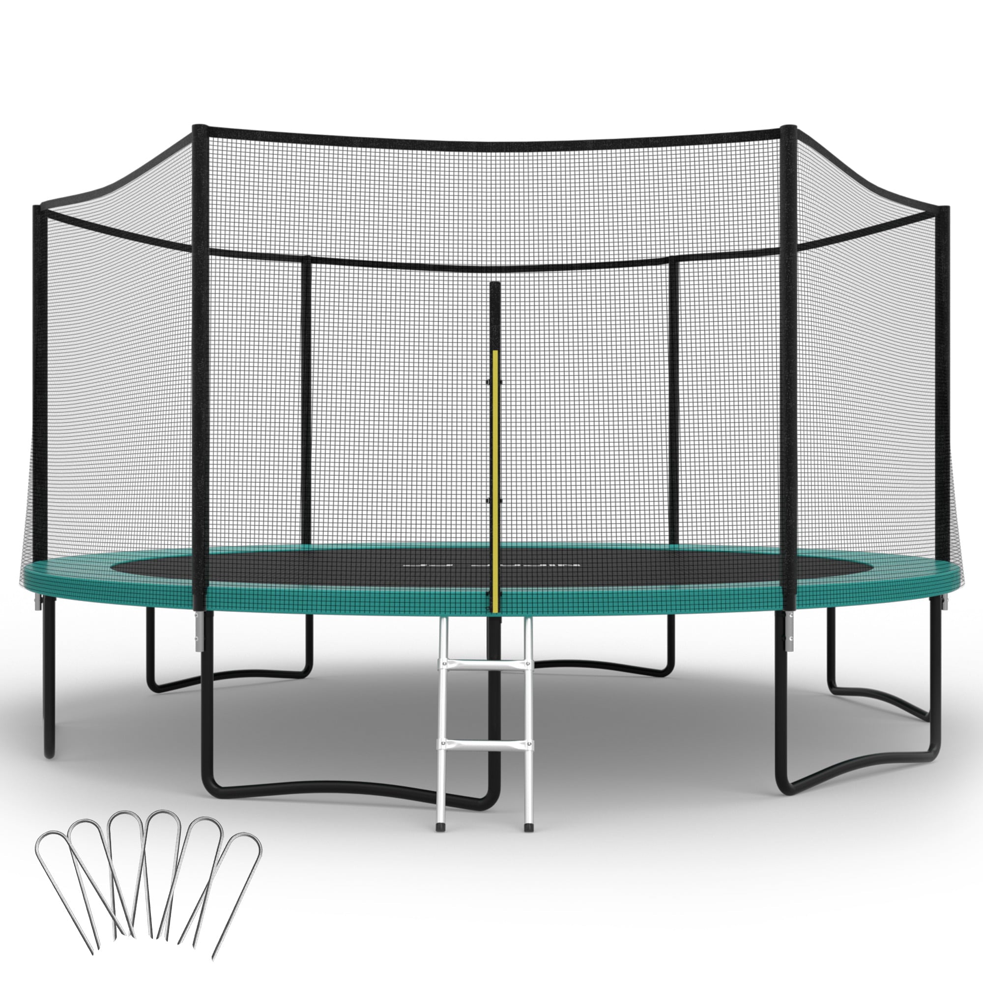 14FT Trampoline with Enclosure Net, Outdoor Trampoline for Kids and Adults, Recreational Trampoline with Ladder, 330LBS Weight Capacity, Backyards, Garden Use