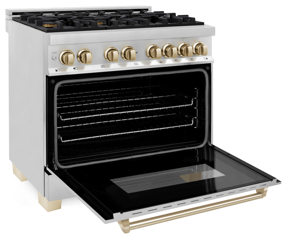 ZLINE Autograph 36 quot4.6 cu. ft. Dual Range  Stainless Steel   Gas Ranges And Electric Ranges   by Buildcom  Houzz