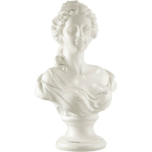 High White Faux Marble Finish Female Bust Statue