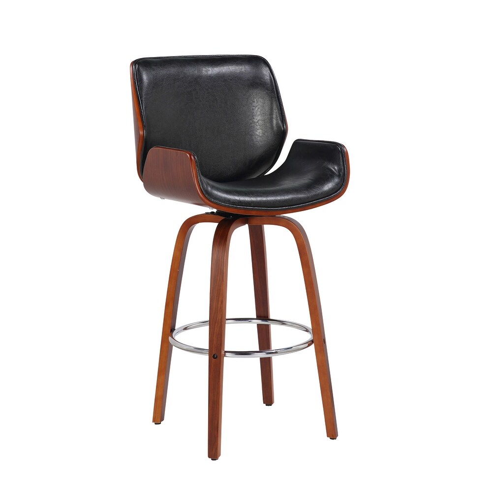 Porthos Home Miller Counter Stool  PU Leather  Wooden Seat And Legs