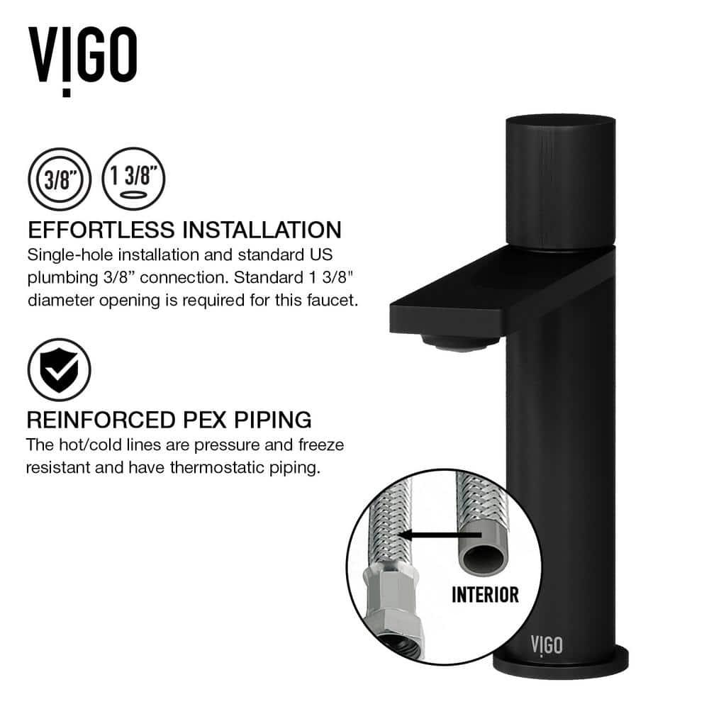 VIGO Halsey Single Handle SingleHole Bathroom Faucet in Matte Black