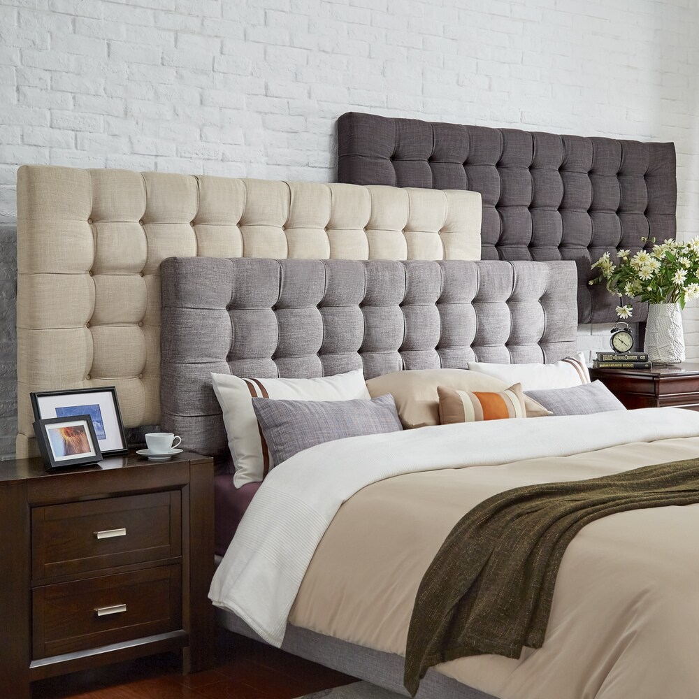 Briella Button Tufted Linen Upholstered Headboard iNSPIRE Q Modern