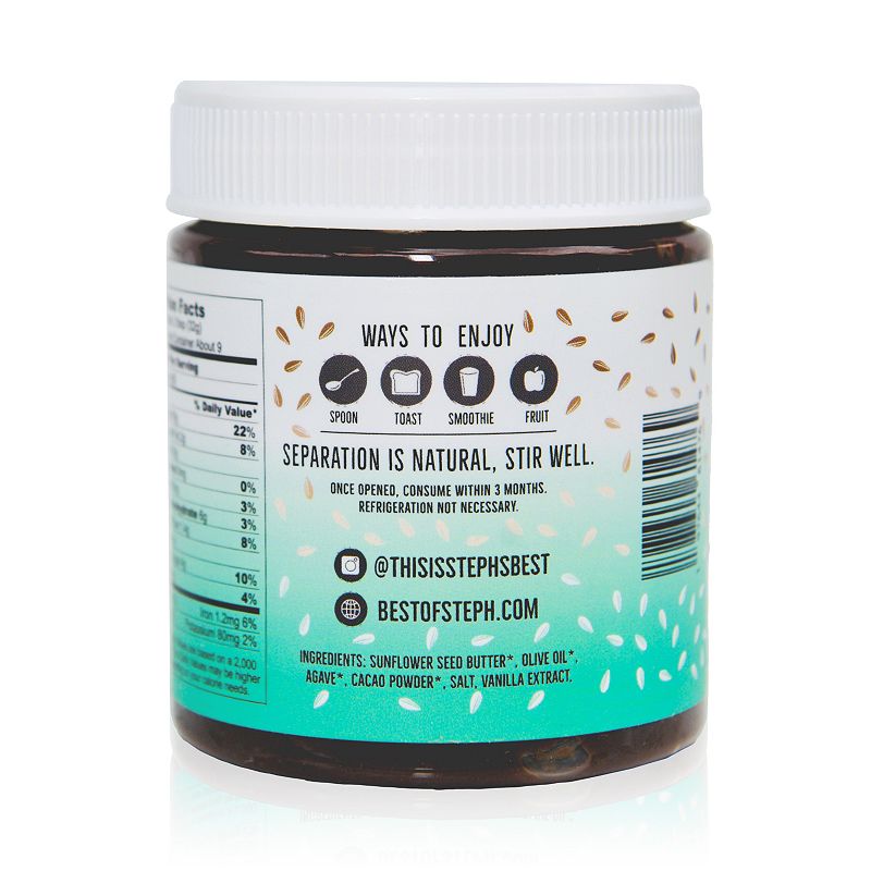 Steph's Best Cacao Chocolate Flavored Protein Butter， Sunflower Seed Spread