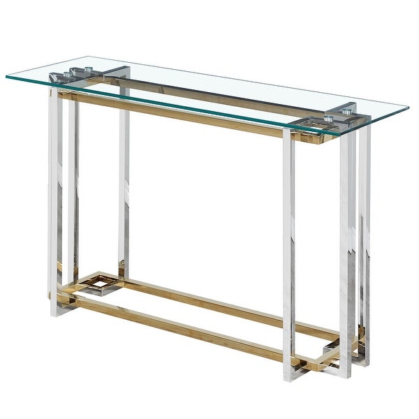 Contemporary Glass and Metal Console Table