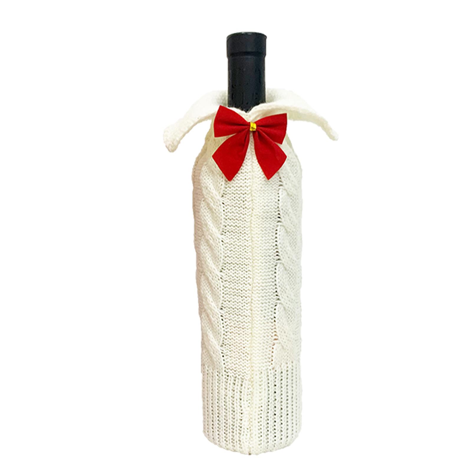 White Christmas Wine Bottle Cover Christmas Wine Bottle Knitted Holiday Wine Bottle Dress Cute Christmas Gifts Birthday Party Crafts Decorations