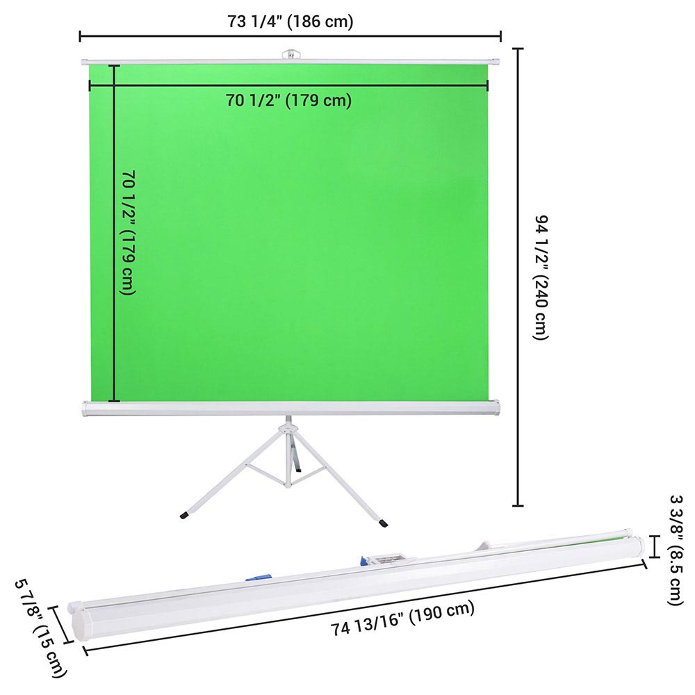 Yescom Retractable Green Screen Chromakey with Stand 6'x6'