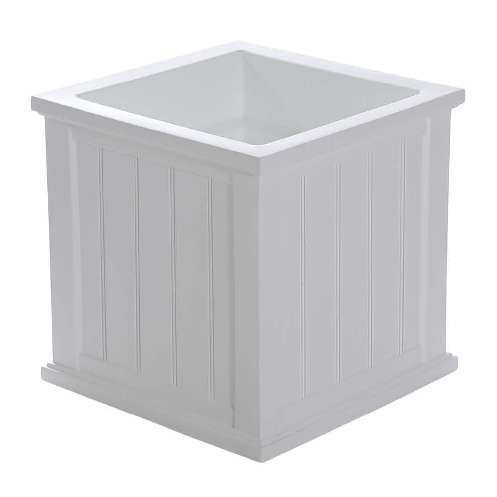 Mayne Cape Cod 20 in Square Self-Watering White Polyethylene Planter 4838-W