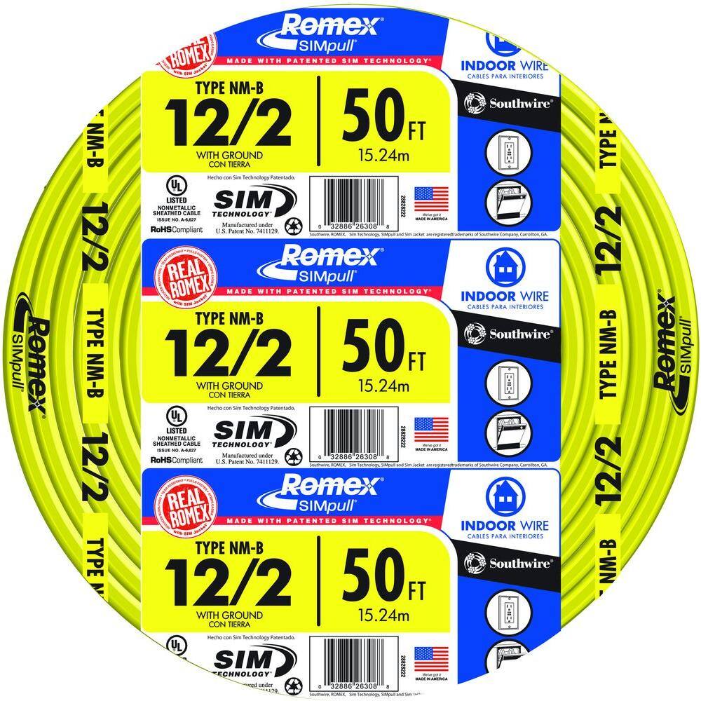 Southwire 50 ft. 122 Solid Romex SIMpull CU NM-B WG Wire 28828222