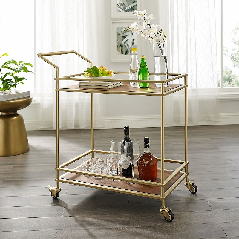 Corinne Bar Cart Open Wine Bottle and Stemware Storage