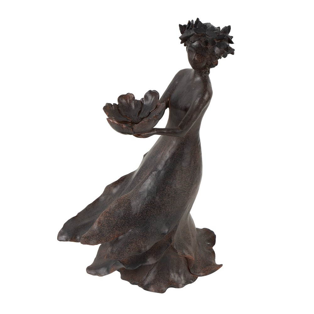 Dark Gray Resin Woman Sculpture