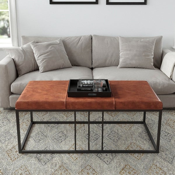 Riley Indoor Brown Faux Leather Multi-Function Entry Bench - Table