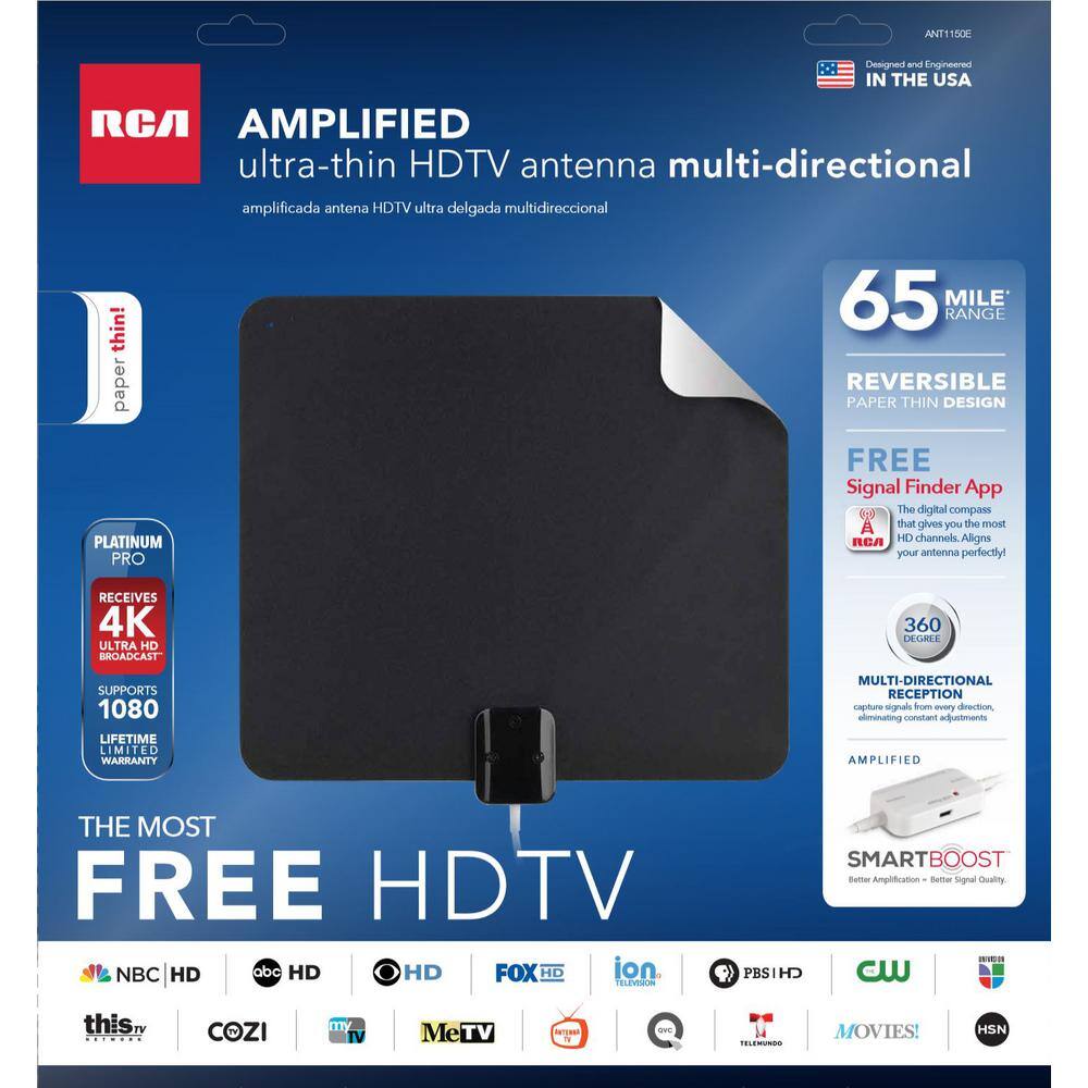 RCA Indoor Ultra-Thin Multi-Directional HDTV Antenna with 45-Mile Range ANT1100