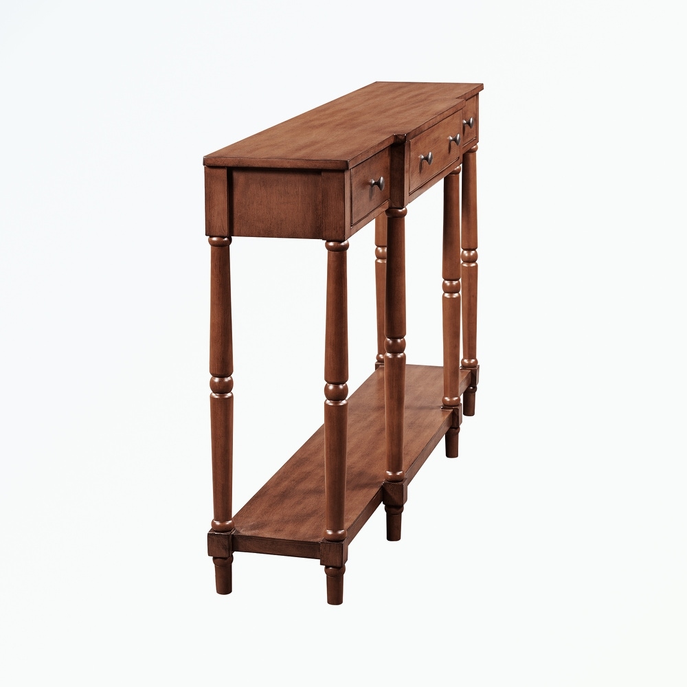 Solid Wood Console Table  with Storage Shelf and Drawer