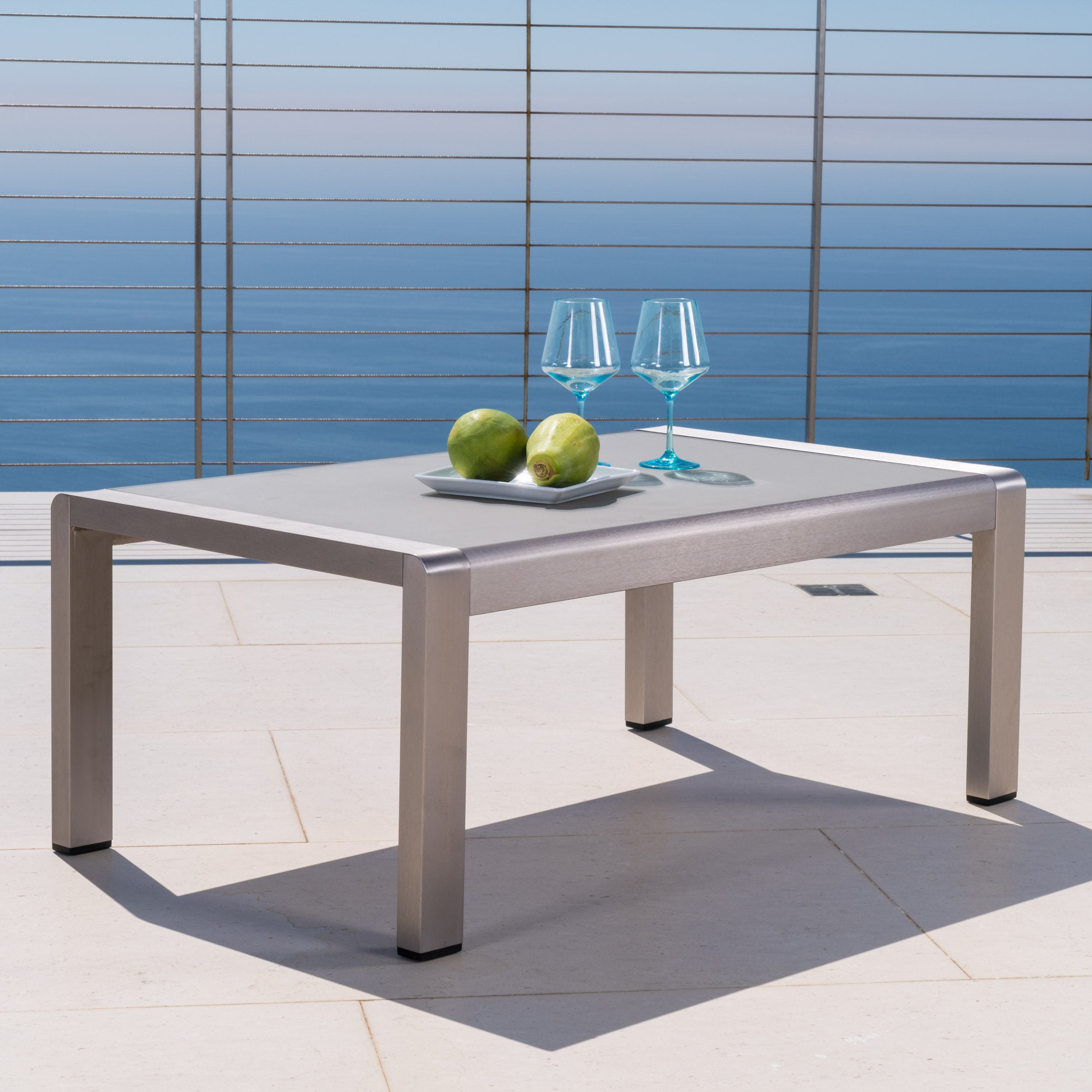 Coral Bay Outdoor Aluminum Coffee Table with Glass Top