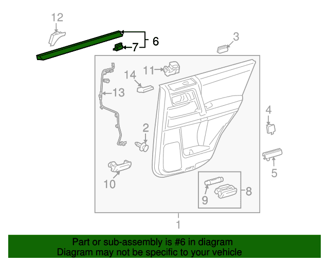 Door Window Belt Weatherstrip (Right， Rear)