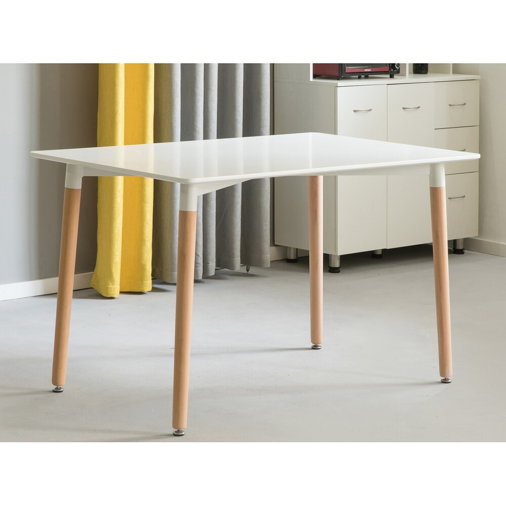 4 Ft. Dining Table with White Tabletop and Solid Beech Wood Legs