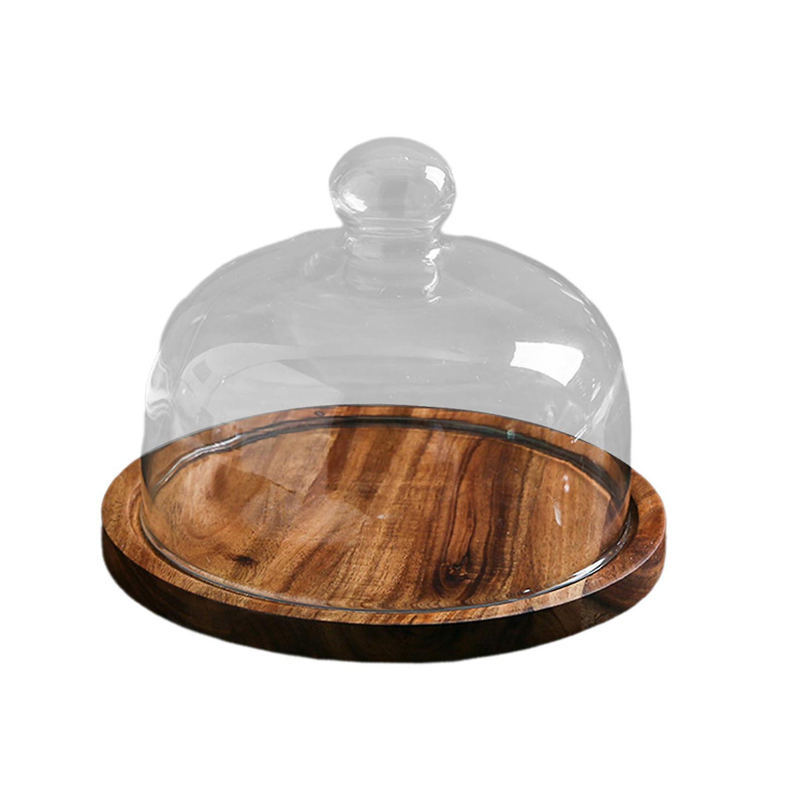 Glass Cover Serving Tray With Glass Cover Wooden Cake Stand For Kitchen Small