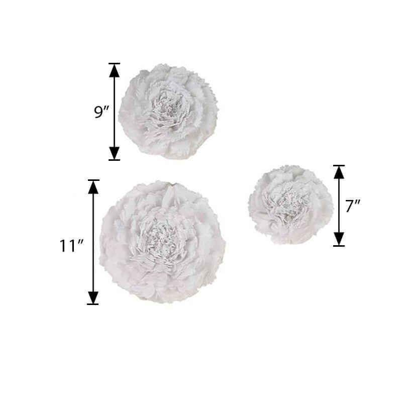 Set of 6 White Carnation 3D Paper Flowers Wall Decor 7