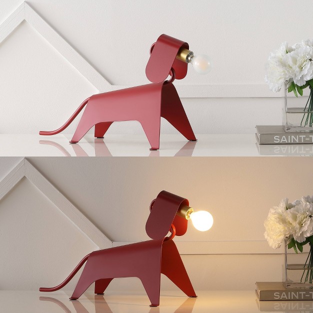 Rover Modern Industrial Iron Canine Kids x27 Lamp includes Led Light Bulb Red Jonathan Y