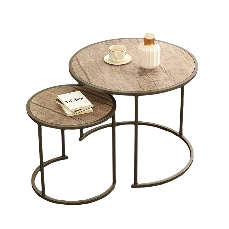 Year Color Round Industrial Nesting Coffee Tables Set of 2 for Bedroom， Office， Living Room