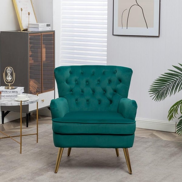 Modern Fabric Button Tufted Accent Chair with Arms