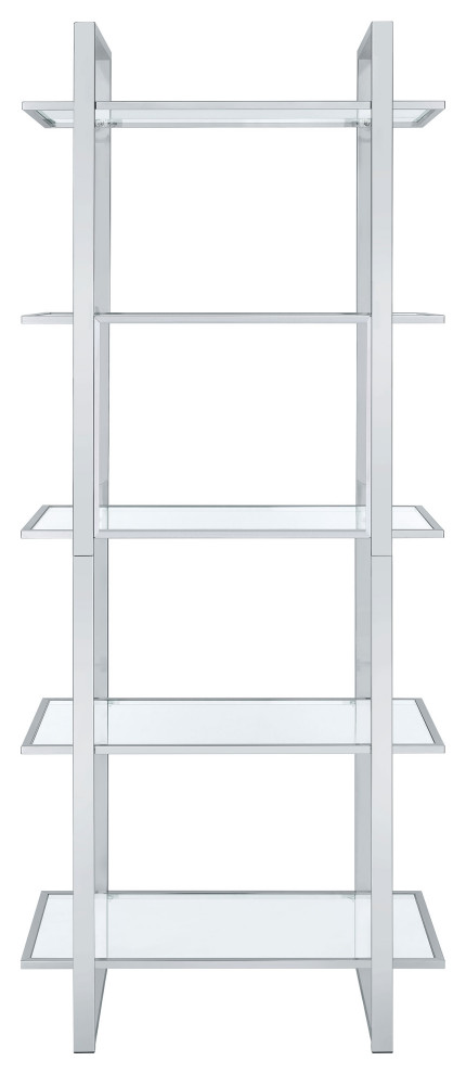 Hartford Glass Shelf Bookcase Chrome   Modern   Bookcases   by Modon  Houzz