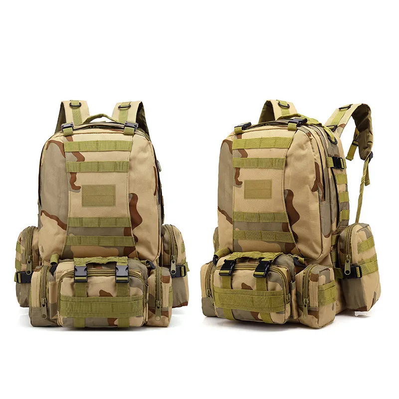 Large Capacity 55L Outdoor Camping Hiking Tactical Bag Waterproof Detachable Combination Outdoor Tactical Backpack