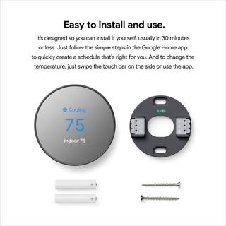 Google Nest Thermostat - Smart Programmable Wi-Fi Thermostat - Charcoal GA02081-US