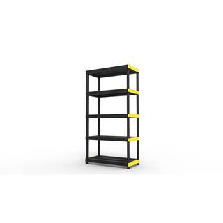 HDX 5-Tier Plastic Garage Storage Shelving Unit in Black (36 in. W x 74 in. H x 18 in. D) 241592