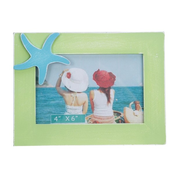 Beachcombers 4x6 Green starfish Photo Frame Picture Holder For Wall Shelf Or Tabletop Decor Decoration