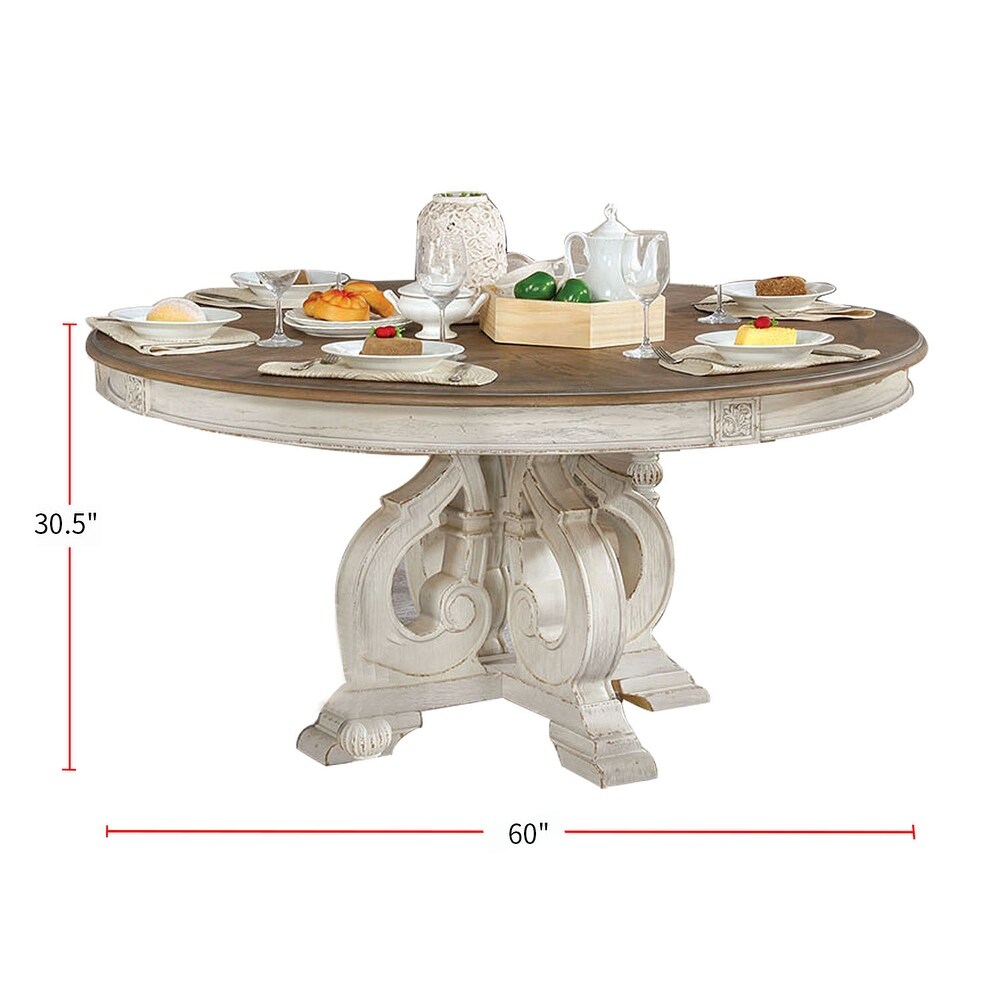 Wood Dining Table in Antique White   Antique White