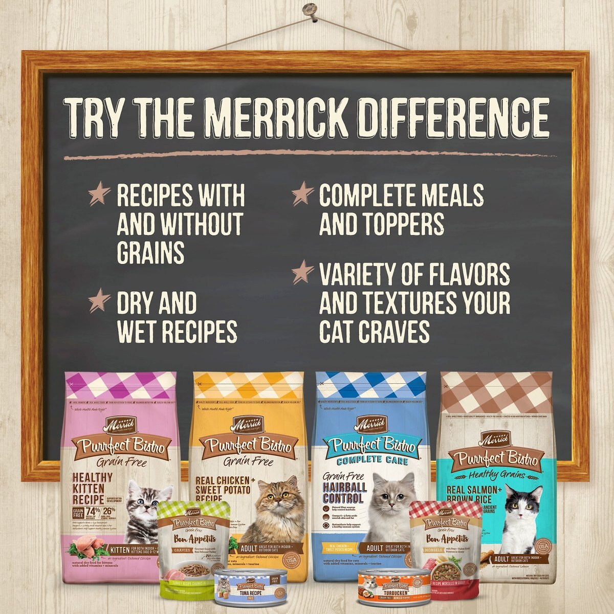 Merrick Purrfect Bistro Bon Appetits Grain-Free Salmon Recipe Chunks in Gravy Adult Cat Food Pouches